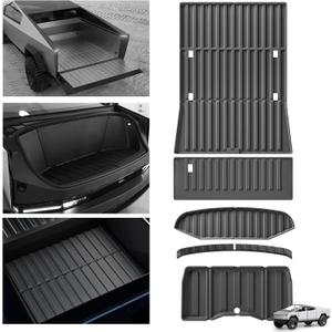 LUCKEASY 5PCS Cargo Liner Mat for Tesla Cybertruck 2023 2024 Accessories Cargo Liner Bed Mat Truck Mats for Tesla Cybertruck Rear Sub Trunk Mat Front Trunk Mat Black