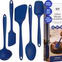 GIR 5-Piece Silicone Kitchen Utensils Set, Non-Toxic Cooking Utensils for Cooking and Baking, Heat Resistant, Food Grade, Dishwasher Safe Rubber Spatula, Ladle, Spoon - Royal Blue