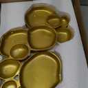 Set of 10 Gold Round Serving Bowls, 17 Inch Decorative Snack Tray Set for Chip & Dip, Nuts, Appetizers, Strong Brass & Enamel Home Decor for Entertaining, Parties, Weddings