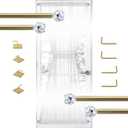 3/8" Sash Curtain Rods with Clear Crystal Ball Finials, 16 to 28 Inch Adjustable, for French Door & Sidelights, Brass Brushed, 2 Pack