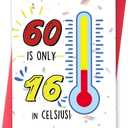 6 x Funny 60th Birthday Card for Women Men, – “60 Is Only 16 in Celsius” Hilarious Milestone Age Card Gifts for Him Her, Cool 60 Years Old Bday Decorations for Dad Mom Grandpa Grandma, 8x5.3 inches