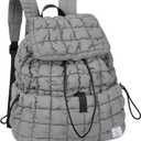 CONTAIL 18L 14 Inch Quilted Puffer Backpack,Top Flap Drawstring Backpack,Grey