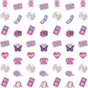 Spakon 8 Packs Y2k Party Decorations Pink Paper Banner Early 2000s Hanging Decor I Love 00's Paper Cutout Retro 2000s Garland for Birthday Female Bachelorette Party Supplies Decoration