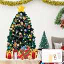 SietDESEO 51 x 31 Inch Multicolor Christmas Tree Bulletin Board Decoration with Fairy Lights, Paper Material