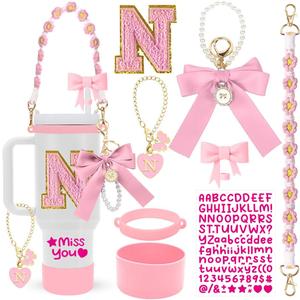 HAIREASON Stanley Cup Accessories Set,8Pcs Cup Accessories Including Straw Topper,Boot,Cup Charm,Stickers and Other Accessories,Suitable Accessories for Stanley