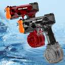 2 Pack Stronger Electric Water Gun for Kid/Aldult,Transparent Automatic Squirt Guns High Powered IP67 Waterproof, Water Guns with 400 Ammos for Outdoor Summer Beach Pool. (Black+Red)