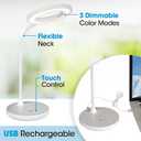 OttLite Vibe LED Ring Light, Rechargeable and Portable, 3 Color Temperatures, Book Light, Table Lamp Reading, Work, Desk Lamp for Home Office or Bedside