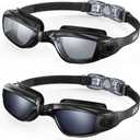 Aegend Swim Goggles, 2 Pack Swimming Goggles No Leaking Adult Men Women Youth (Light Black & Deep Black)