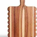 Patelai Scalloped Wood Cutting Board with Handle 17 x 13 Inch Decorative Cutting Board Rectangular Charcuterie Boards Decoration Charcuterie Trays for Kitchen Cheese Bread Vegetables Wedding Gift