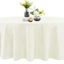 CV Linens Light Ivory Tablecloth - 108 Inches Round Table Cloth Stain Resistant, Washable Polyester Off White Tablecloth for Banquet, Dinner, Parties