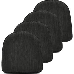 baibu Set of 4 Memory Foam Dual-Layer Design Metal Dining Chair Pads Bar Stool Cushion with Ties for Metal Chairs or Bar Stools - 4 Cushions Only (Gray Black, 14x14x1.5in)