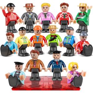 Magnetic People Figures for Kids-15PCS,Community Helpers Toys Perfect for Magnetic Tiles Building Blocks,STEM Learning Toddlers Christmas Birthday Gifts,Magnet Tiles Expansion Pack