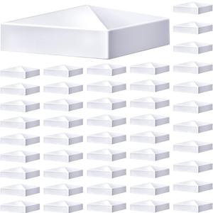 Taiyin 48 Pcs Pyramid White PVC Vinyl Post Top Caps, Fence and Deck Post Caps for Vinyl Fence Posts (4 x 4 Inch)