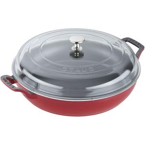STAUB - 3.5 QT CAST IRON BRAISER WITH GLASS LID CHERRY 3.3L - 40501-985 STAUB - 3.5 QT CAST IRON BRAISER WITH GLASS LID CHERRY 3.3L - 40501-985