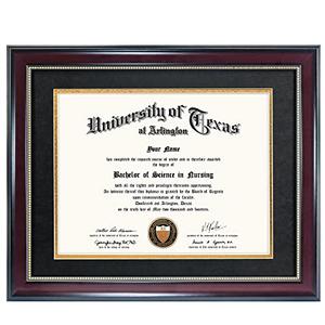 Certificate Document Recycled Polystyrene Frame with Black Gold Double Mat for 8.5"*11" 
