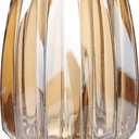 Glass Vase - Modern Ribbed Glass Vase for Flowers, Candles, and Decorative Accents -Black Grey, Amber, Clear and Colored Tall/Short Glass Vase for Centerpieces Home Table Decor (Amber, H-7.87inch)