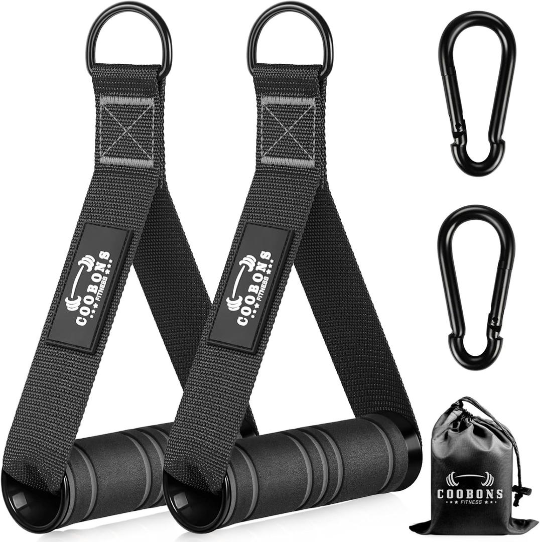Heavy Duty Exercise Handles, Gym Cable Handles for Cable Machine Attachments, D Handle Cable Attachments, Handles for Resistance Bands, Workout Accessories, Fitness Equipment for Home Gym (Black Grey)