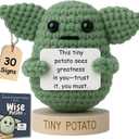 Handmade Baby Yoda Positive Crochet with 30 Fun Affirmations | Star Wars Gifts | Funny Friendship Gift for Women Men | Small Birthday Gifts for Women | Starwars Present Idea for Friends, BFF, Coworker