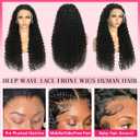 13x6 Deep Wave Lace Front Wigs Human Hair 200% Density HD Transparent Lace Frontal Wigs Pre Plucked with Baby Hair Glueless Curly Wigs for Black Women 24 Inch