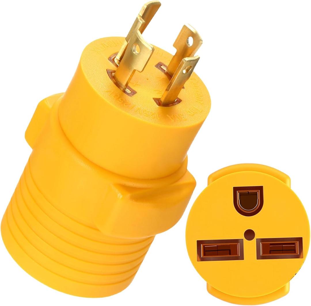 Kanayu Adapter Compatible with Nema L14-30p to 6-30r, 30 Amp Locking Generator 4 Prong Male Plug to 30 Amp 3 Prong Female Receptacle, Generator Welder Dryer Ev Charger Power Cord Adapter