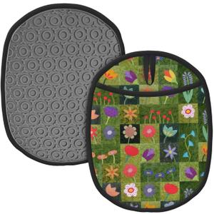 Floral Silicone Pot Holders Set of 2 Heat Resistant for Women, Non-Slip Thick Kitchen Oven Mits Set with Hanger for Kitchen,Cooking,Baking,Grilling