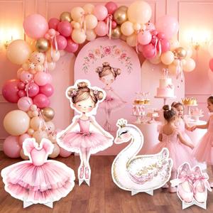 Honoson 4 Pcs Large 24" x 32" Ballerina Dancer Cardboard Cutouts, Pink Ballerina Party Yard Signs Decoration for Baby Shower Wedding Birthday Dance Party Supplies Ballet Themed Decor, 21.65 x 29.53 inches