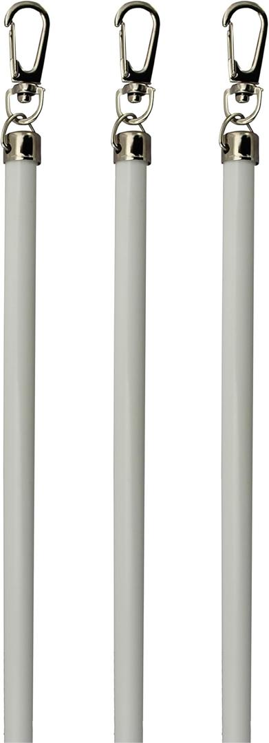 Generic White Aluminum Drapery Curtain Wand Pull Rod w/Swivel Snap & Handle White (3 Pack - 24""), Silver
