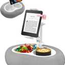 Tablet Pillow Stand, Compatible with 5"-12.9" Kindle, iPad, Phone/Tablet, Google, Samsung, 360 Rotating Phone Holder for Bed, Soft Plush Fabric, Detachable Bowl, Reading and Relaxation on Bed, Gray