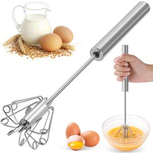 2026 Upgraded Semi-Automatic Stainless Steel Egg Beater  Hand Push Whisk for Baking, Cooking & Stirring  Perfect for Whisking Eggs, Batters & Creams  Effortless Mixing for Quick, Smooth (12in)