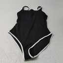 BMJL Women's One Piece Swimsuit Sports Adjustable Strap Bathing Suit Color Block Ribbed High Cut Swimsuits(L,Black)