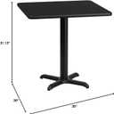 Flash Furniture 30'' Square Black Laminate Table Top with 22'' x 22'' Table Height Base