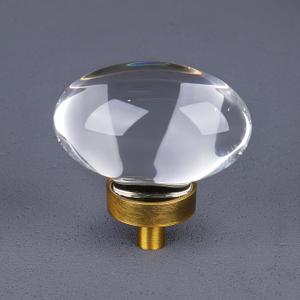 16 Pack Vintage Antique Brass Crystal Cabinet Knobs, Oval Glass Cabinet Knobs Pulls for Dresser Drawers Kitchen Bathroom Cupboard