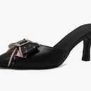 Women's Black Heels, Elegant Bow Pointed-Toe Heels, Sexy Vintage Studded Kitten Heels, Dress Party Wedding Work Backless Mule Pumps Size 41