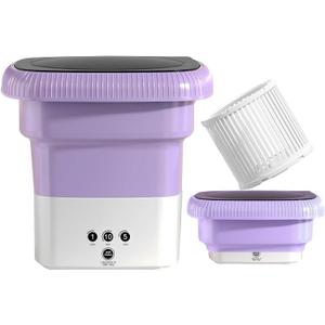 Portable Small Washing machine,13L Capacity Foldable Mini Washer,Ideal for Baby Clothes, Underwear & Small Items. Perfect for Apartments, Dorms, RVs & Travel (Purple)