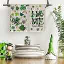 2 x Artoid Mode Wood Clover Shamrock St.Patrick's Day Kitchen Dish Towels, 18x26 Inch Farmhouse Holiday Spring Decoration Cleaning Set of 2