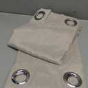 BGment Short Oatmeal Linen Curtains 54 Inch Length 2 Panels for Window, Thick Privacy Drapes Light Filtering with Grommet No See Through for Bedroom Living Room, Each 52 Inch Wide