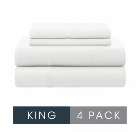Modavari Home Fashion Egyptian Cotton King White Sheet set 4 piesrking 78×80×16 in ,110×104 in,20×41 in,fits mattress depth 18in