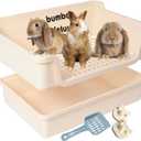 Bumbox Deluxe Rabbit Extra Large Litter Box, Training Rabbit Cage with Toilet Tray for Hamster, Bunny, Ferret, Small and Large Animal, 21.45in (Cream) (X-Large)