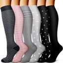 Copper Compression Socks for Women & Men (6 pairs) - Best Support for Nurses, Running, Hiking, Recovery (Small-Medium, 08 Black/Pink/Gray/Gray/Black/Black)