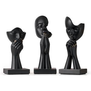 3 Pcs Black Decor Prayer Statues, Modern Prayer of Peace Figurines Shelf Decor Accents, Abstract Art Sculpture Home Decorations for Living Room Bedroom Office Bookshelf Coffee Table, Gifts for Women