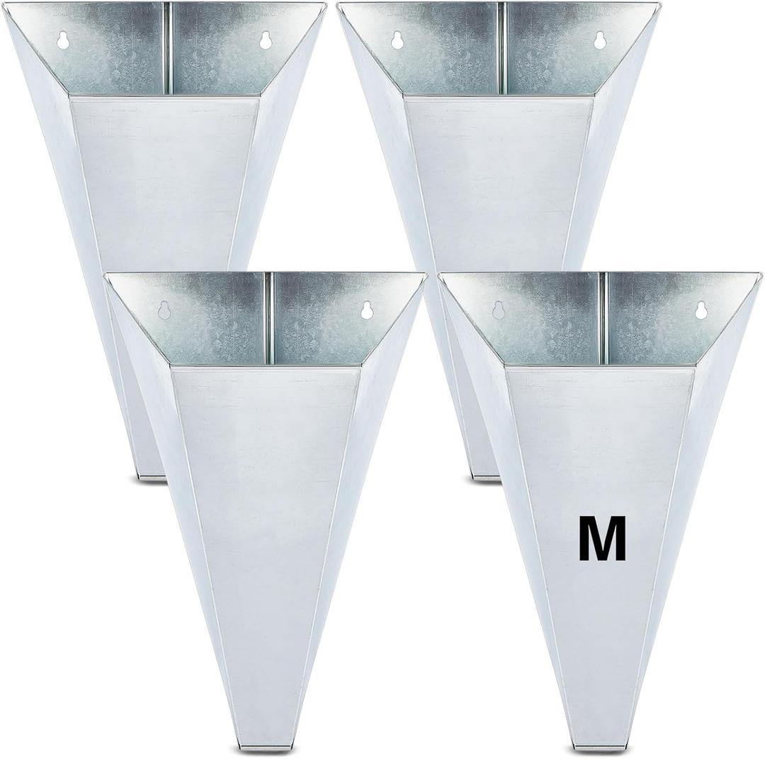 Mumufy 4 Pcs Medium Galvanized Steel Poultry Restraining Cones Flat Back Funnel Cone, up to 10 Pounds, Chicken Killing Cone for Butchering Chicken Birds Turkeys, Easy to Clean (Sliver)