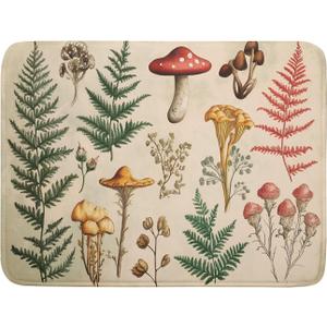Ferns Mushrooms Dish Drying Mats Woodland Forest Microfiber Drying Pad Reversible Drainer Mats 18 X 24 Inch