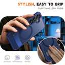 QSEVNSQ Strong Magnetic for Samsung Galaxy S25+ Plus Case with Screen Protector + Lens Protector, Fit for MagSafe,Mil-Grade Drop Protection, Seamless Stand, Translucent Blue