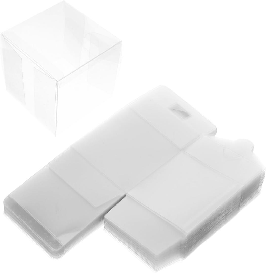 Healifty 50Pcs Transparent Plastic Rectangular present Boxes with Lid Clear Folding Candy and Small Present Packaging for Parties Weddings and Events