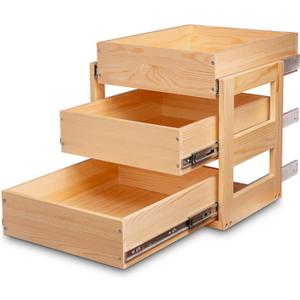 Pull Out Drawers For Cabinets, 17''W21''D19''H Soft Close Slide Out Wood Shelves Storage Organizer for Kitchen, 3-Tier, Finished, Heavy-Duty, Bottom Assembly