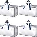 HealSmart 4 Pack Extra Large Moving Bags with Zippers & Carrying Handles, Heavy-Duty Storage Tote Moving Boxes for Dorm Room Essentials Storage Bags, Clear