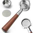 Stochastic Box 54 mm Bottomless Portafilter with Puck Screen, 3 Ears Espresso Portafilter Compatible with Breville Barista BES870XL Express Machines,Stainless Steel Porta Filter and Rosewood Handle