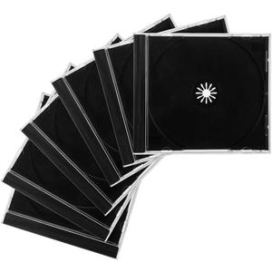 6 PCS Standard Single Clear CD Jewel Case, 10 mm Slim CD Storage Box with Assembled Black Tray, Durable Plastic CD DVD Cover for Protection Replacement, Car Accessories