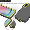 Rugged Phone Case for Samsung Galaxy A24 4G, with Belt Clip Holster & Kickstand Heavy Duty Shockproof Protective Full Body Case Cover for Samsung Galaxy A24 4G Phone (Black+Yellow)