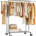 HYSEYY Heavy Duty Clothes Rack, Rolling Clothing Rack for Hanging Clothes with Shelves Load 700LBS,Portable Garment Wardrobe Closet Rack with Wheels for Bedroom,Laundry Room,Retail Store,Silver
